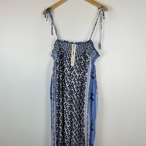 Free People Intimately Blue Boho Relaxed Rule The World Maxi Romper Women’s Sz L - Picture 9 of 10